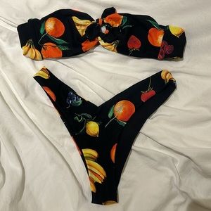 WeWoreWhat Danielle Bernstein Fruit Bandeau Bikini set XS A/B cup NWOT